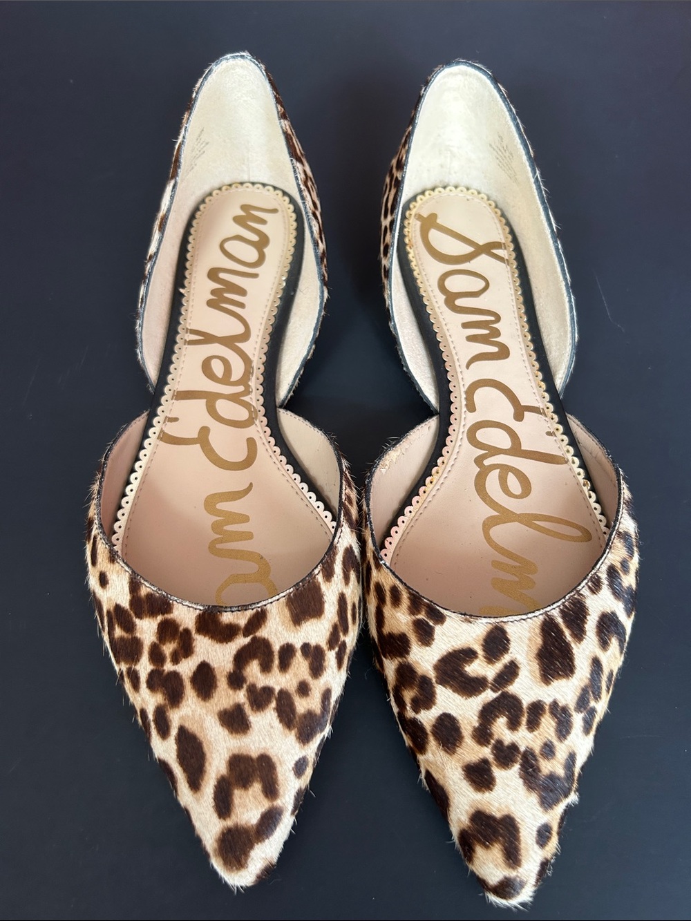 Sam Edelman Leopard Print Pointed Toe Flats Size 10 Calf Hair Rodney D’Orsay - Picture 1 of 12
